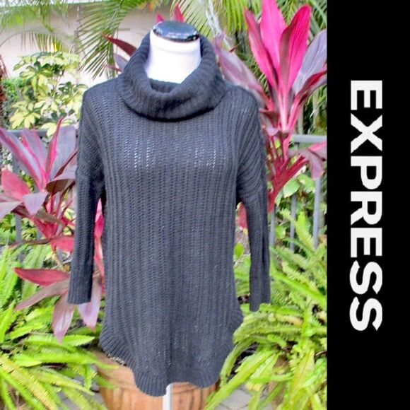 Express 3/4 Sleeve Cowl Turtleneck Sweater - Picture 1 of 5